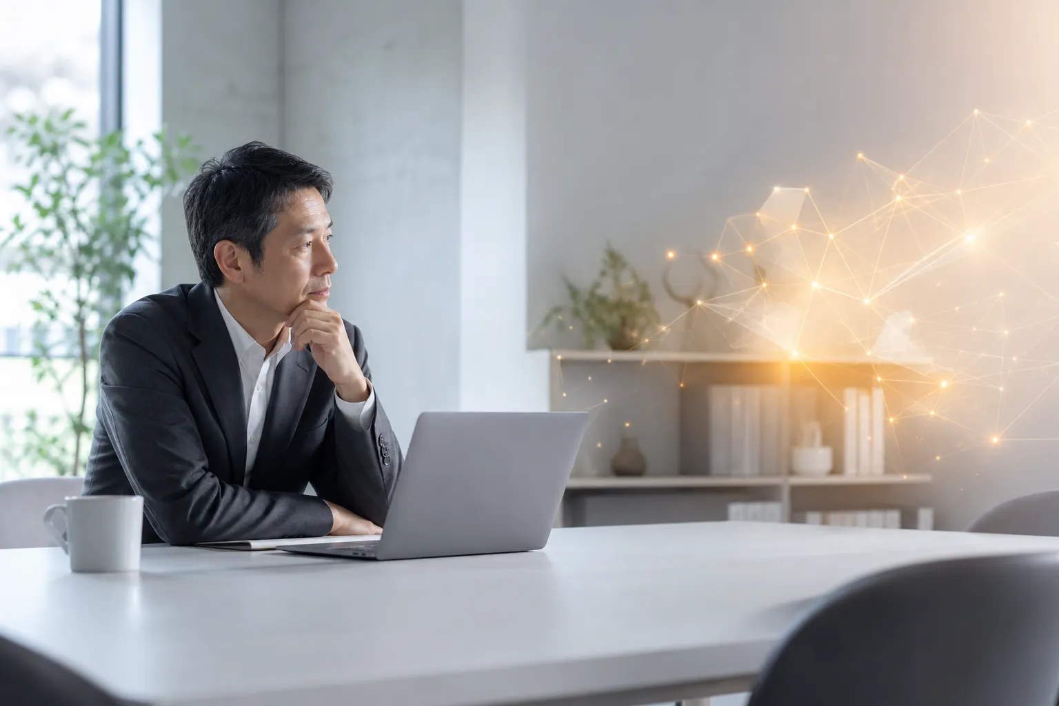 AIコンサルタントと率直に向き合い対話するビジネスパーソンのイメージ