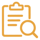 虫眼鏡とクリップボードの現状分析アイコン